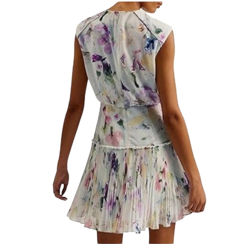 Ted Baker London Saintly Floral Pleated Mini Dress Sz 6 US 16-18 Wedding Guest - Picture 2 of 11